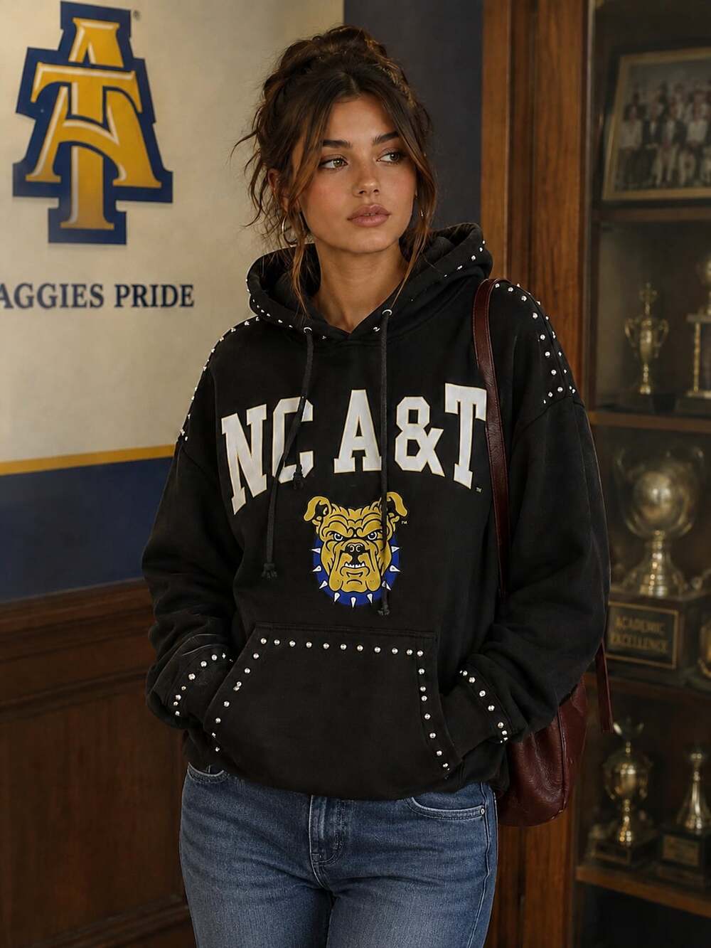 Gameday Couture North Carolina A&T State University Aggies Studded Fleece Hoodie